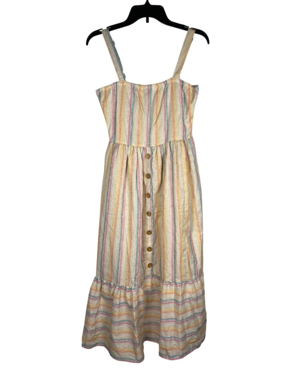 Nation AK Outfits Womens Striped Button-Front Maxi Sundress Adjustable Straps M - Picture 2 of 7